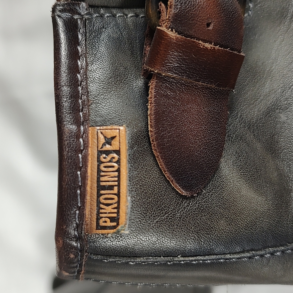 Pikolinos Tall Combat Boots Dark Gray Boots Brown Buckles Biker Boots Size EU 36 - Picture 4 of 10